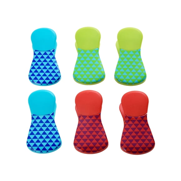 Farberware Professional Oblong Bag Clips, 6 Count in Geometric Assorted Colors/Patterns