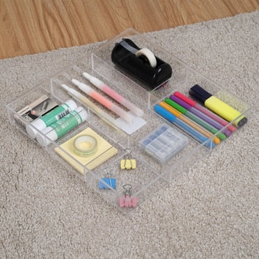 MAINSTAYS Plastic 6-Section Clear Drawer Organizer, Multiple Compartments,Perfect Storage for School and Office Products, Crafting or Kitchen Gadgets