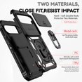 thumbnail image 4 of KOMI Designed for Google Pixel 9 Pro, Military-Grade Drop-Proof Case with Sliding Camera Cover and Ring Kickstand, Heavy Duty Shockproof Full Body Protective Phone Case, Black, 4 of 5