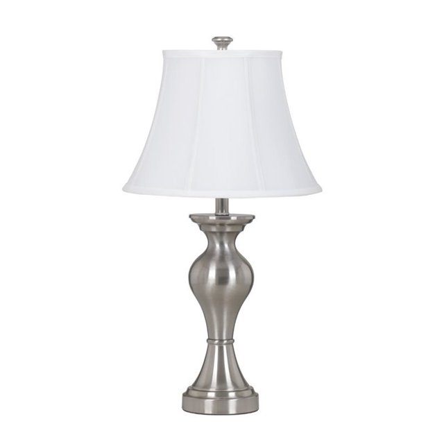 Ashley Furniture - Lampe de Table en Métal, Argent Brossé (Lot de 2)