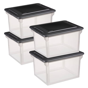Sterilite Lot de 4 Boîtes de Classement, Bac Organisateur de Rangement Transparent pour Dossiers Suspendus Lettre et Légal