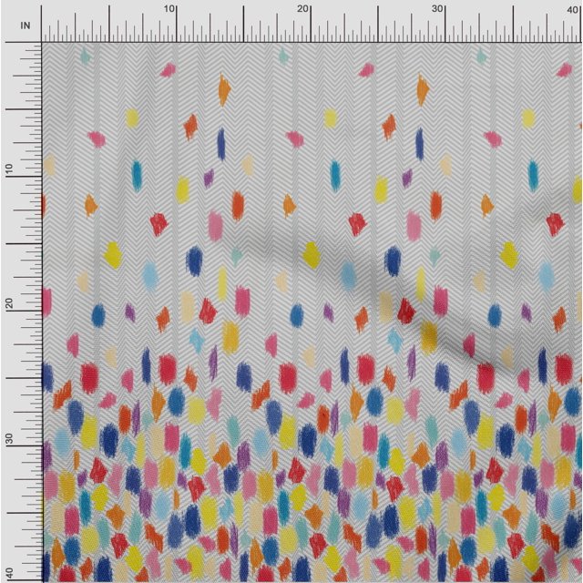 oneOone Polyester Lycra Fabric Chevron & Brush Stroke Panel Printed Fabric 1 Yard 56 Inch Wide
