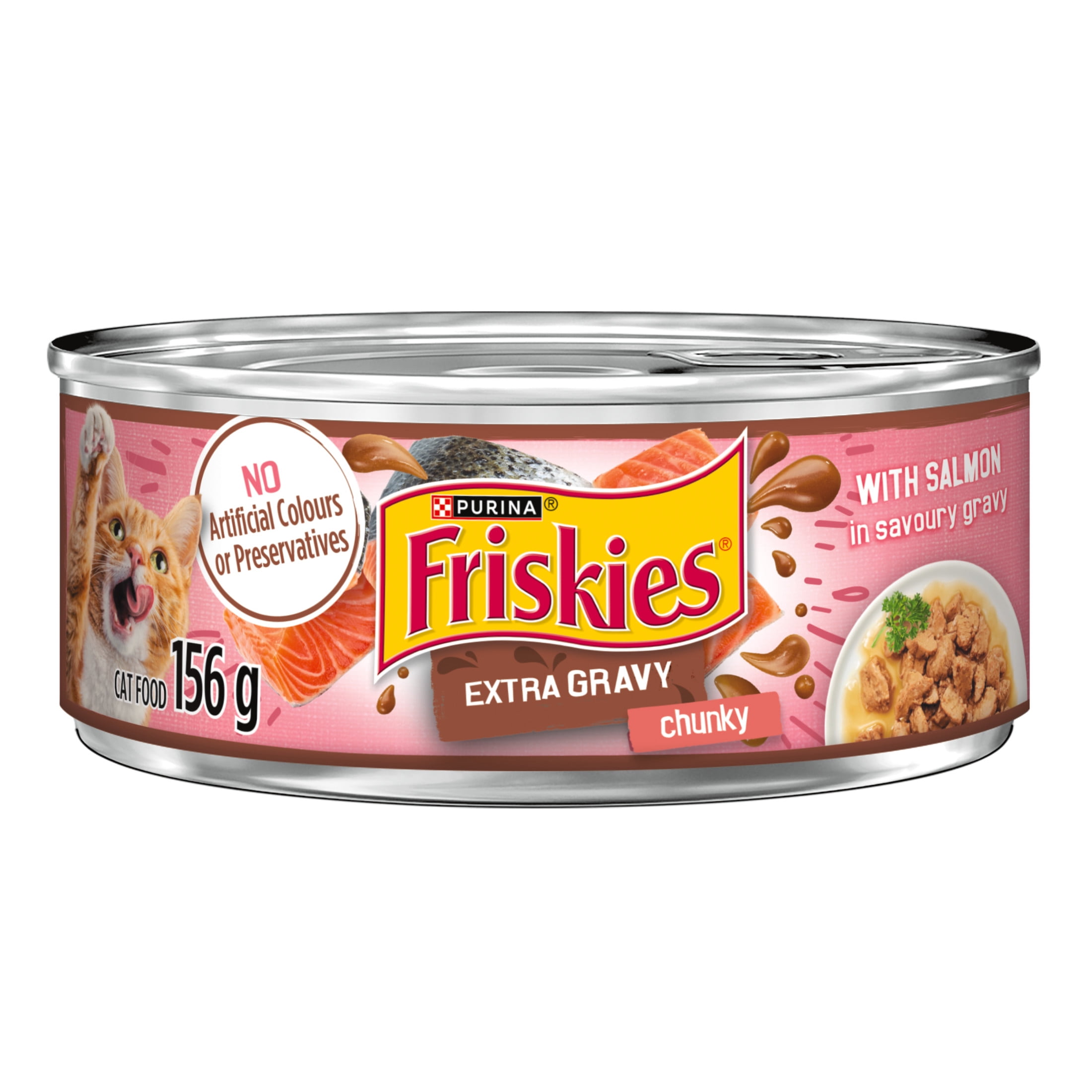 Friskies Extra Gravy Chunky Salmon, Wet Cat Food 156g