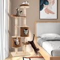thumbnail image 3 of Costway 75" Multi-layer Wooden Cat Tree Indoor Tower Activity Play Center with 2 Condos, 3 of 10