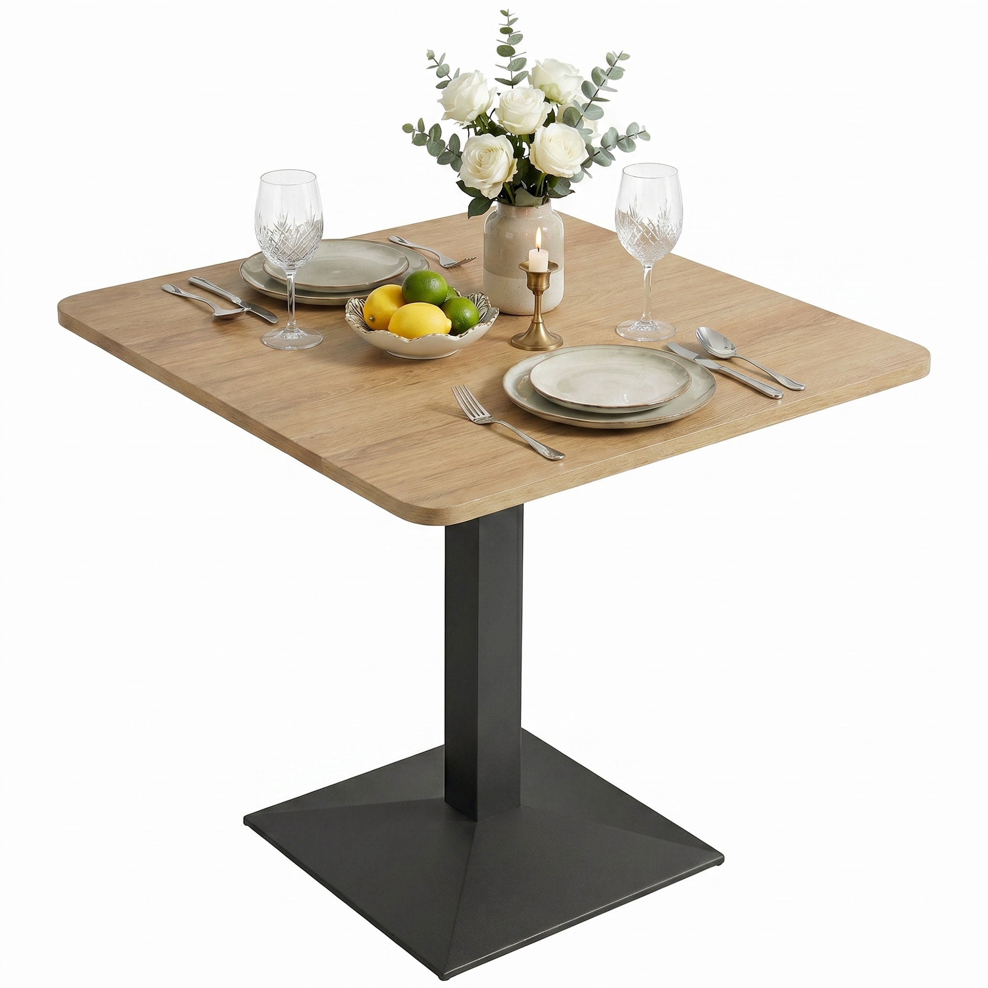 HOMCOM Dining Table Square Kitchen Table w/ Steel Base for Dining Room