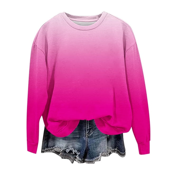 Yanlir Chandail Molletonné Surdimensionné pour Filles, Mode Enfants, Printemps Automne, Chandails Molletonnés, Col Rond, Manches Longues, Chandail Décontracté Ample, Hauts à Enfiler, 1-12 Ans (Rose Vif, 9 Ans)