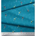 thumbnail image 3 of Soimoi Blue polyester Crepe Fabric Glass,Straw & Drinks Summer Designs Decor Fabric Printed Yard 42 Inch Wide, 3 of 3