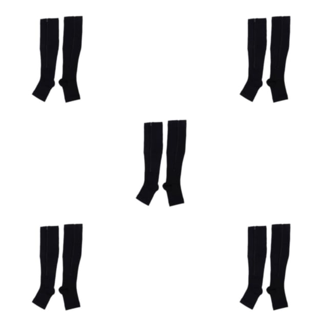 Maytalsory Breathable Zippered Compression Socks Performance With Maximum Comfort black L/XL 5Set