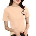 thumbnail image 1 of Women Tops Under 10 Dollars Cute Tops Women Womens Summer Short Sleeve Tops Crew Neck Lightweight Pullover Sweaters Loose Dressy Casual Blouse Basic Clothes, 1 of 3