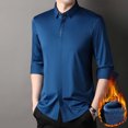 thumbnail image 2 of LNWUY Chemises à Manches Longues pour Hommes Séchage Rapide Chemise de Performance Printemps Automne Couleur Unie Rembourrée Chaude Confortable Chemises à Col Rabattable Bleu TTTG, 2 of 3