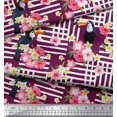 thumbnail image 3 of Soimoi Pink Modal Satin Fabric Floral & Toucan Bird Print Fabric by Yard 42 Inch Wide, 3 of 3
