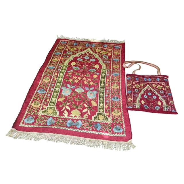 simhoa Tapis de Prière avec Sac de Transport Tapis de Zone pour Salon Voyage Chambre Rouge