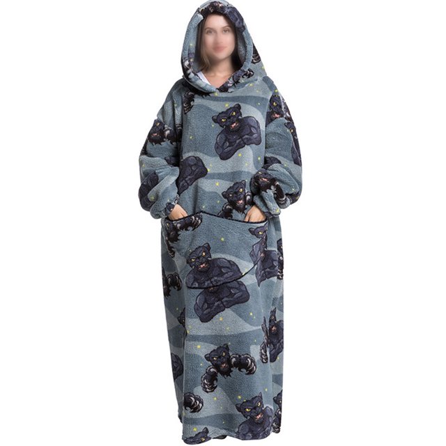 LUXUR Chemises de Nuit à Capuche pour Femmes, Robe de Nuit, Robe de Sommeil, Imprimé Monstre