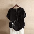 thumbnail image 2 of Pompotops Womens Casual Loose Button Linen Plus Size Daily Boho Tanic T-Shirt Blouse Tops, 2 of 4