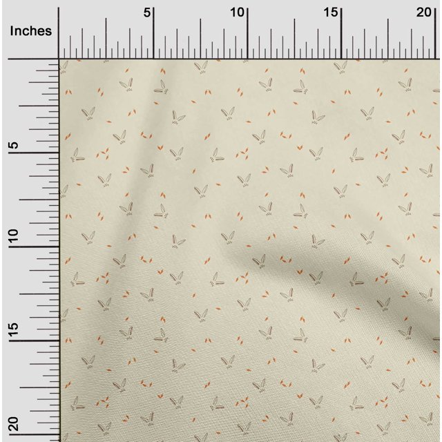 oneOone Cotton Flex Fabric Carrot & Rabbit Face Animal Printed Fabric 1 Yard 40 Inch Wide