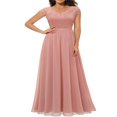 thumbnail image 1 of Robe Maxi de Bal pour Femmes en Dentelle Patchwork Dos Nu à Col en V Élégante Robe de Soirée Cocktail, 1 of 6