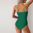 thumbnail image 4 of Moxiu Women's Vintage Ruched One-Piece Swimsuit Tummy Control Push Up Color Block Slimming Suit Green,M, 4 of 5