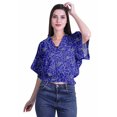 thumbnail image 2 of Moomaya Hauts à Manches Boxy Imprimés pour Femmes, Col en V, Taille Élastique, Kimono, 2 of 4