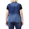 thumbnail image 3 of Agnes Orinda Gilet en Jean pour Femme Grande Taille Ourlet Brut Sans Manches Veste en Denim Mode 3X Dégradé Bleu, 3 of 8