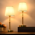 thumbnail image 2 of Birdeem Dimmable Table Lamp for Bedroom, Small USB Desk Lamp with Cloth Shade, Gold Metal Base, Telescopic Height Adjustable Reading Light for Home Office Night Stand, 2 of 8