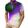 thumbnail image 1 of Birdeem T-Shirt Blouse à Fermeture Éclair pour Hommes, Décontracté, Imprimé, Manches Courtes, Col Rabattu, 1 of 12