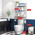 thumbnail image 2 of Étagère de Rangement 2/3 Niveaux au-Dessus de la Toilette, Étagères de Salle de Bain en Métal, Économiseur d'Espace Autoportant au-Dessus de la Toilette avec Crochets et Porte-Papier pour Salle de Bain, 2 of 8