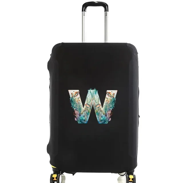 Luggage Covers Protective Cover Travel Luggage Scratch Proof Dust Cover Reusable Dust Cover Washable Fish Letter Print Pattern 8fish letter W XL
