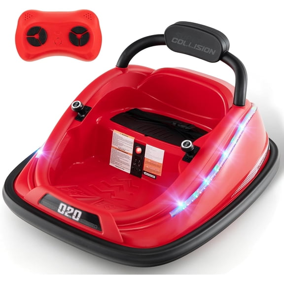 OLAKIDS Bumper Car for Toddlers, 12V Kids Electric Ride on Toy with Remote Control, Battery Powered Vehicle Racer for Baby, 360 Degree Spin Rotation, Colorful Flashing LED Lights, Music