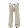 thumbnail image 1 of RKSTN Mens Pants Loose Soft Solid Color Drawstring Fashionable Casual Pants Full Length Pants Outdoor Hiking Workout Pants, 1 of 4