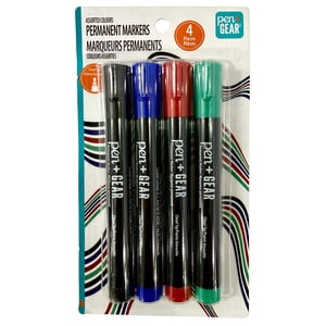 Pen+Gear 4 Compter Marqueur Permanent Assortiment, Conseil de Chisel, Couleurs assorties, Non-Toxique, Conforme à ASTM D4236