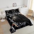 thumbnail image 4 of Erosebridal Ensemble de Couette Simple de Basketball, Couette en Duvet Noire et Grise, Décor de Chambre Sportive, Réversible, 4 of 7