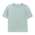 thumbnail image 1 of BYHONG T-Shirts Basiques à Manches Courtes pour Enfants Garçons Filles, Vert 100, 1 of 6