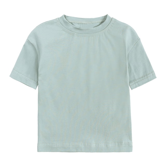 BYHONG T-Shirts Basiques à Manches Courtes pour Enfants Garçons Filles, Vert 100
