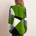 thumbnail image 4 of IROINID Liquidation Hauts pour Femmes Grande Taille Détente Col Rond Manches Longues Chemise Ample Imprimée Blouse Hauts, Vert, 4 of 9