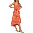thumbnail image 3 of Robe Longue à Bretelles Spaghetti pour Femmes avec Nœud Floral et Ourlet Haut-Bas, 3 of 7