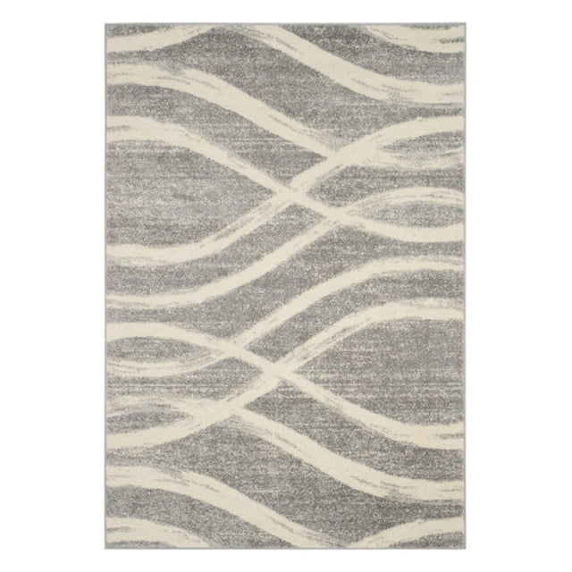 Safavieh Adirondack Collection ADR125B Modern Wave Distressed Non-Shedding Stain Resistant Living Room Bedroom Area Rug, 6' x 9', Grey / Cream