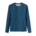 thumbnail image 4 of IROINID Deals T-Shirt à Manches Longues en Polyester pour Femmes Confortable Col Rond Uni T-Shirt Ample Blouse Tops, Marine, 4 of 4