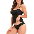 thumbnail image 4 of UPPADA Womens Two Piece Tankini Set Solid Spaghetti Straps Swimsuits with Brief Tummy Control Modest Bathing Suits Full Coverage 2 Piece Beachwear Plus Size Womens Suits Black,2xl, 4 of 6