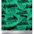 thumbnail image 1 of Soimoi Green Cotton Voile Fabric Mountains & Text Print Sewing Fabric Yard 56 Inch Wide, 1 of 5