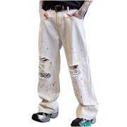 JMYHOAM Pantalon de fret pour hommes Hommes Vintage Outdoor Destruction Graffiti Mode Solide Casual Pocket Jeans Pantalons,S-XXXL
