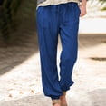 thumbnail image 1 of BEFOKA Pantalons pour Femmes Grande Taille, Pantalons d'Été en Liquidation pour Femmes, Pantalons Décontractés Mode pour Femmes Couleur Unie Élastiques Amples Pantalons Droits à Chevilles Resserrées Pantalons, 1 of 5