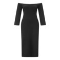 thumbnail image 1 of Women‘s Solid Color Long Sleeve Off Shoulder Strapless Party Dress, 1 of 9