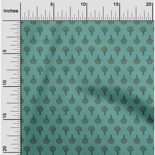 oneOone Silk Tabby Fabric Floral Block Print Sewing Fabric BTY 42 Inch Wide