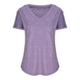 thumbnail image 4 of Timegard Tops for Women V Neck Short Sleeve Button Comfy Summer Casual Loose Tops Tee Solid Color, 4 of 6