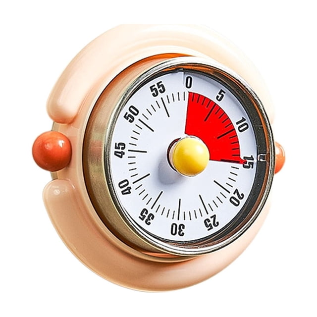 Kitchen Mechanical Timer, Metal Wind up 60 Minute Countdown Tool, Magnet Back 8X8X4Cm in Multicolors for Cooking Study Office