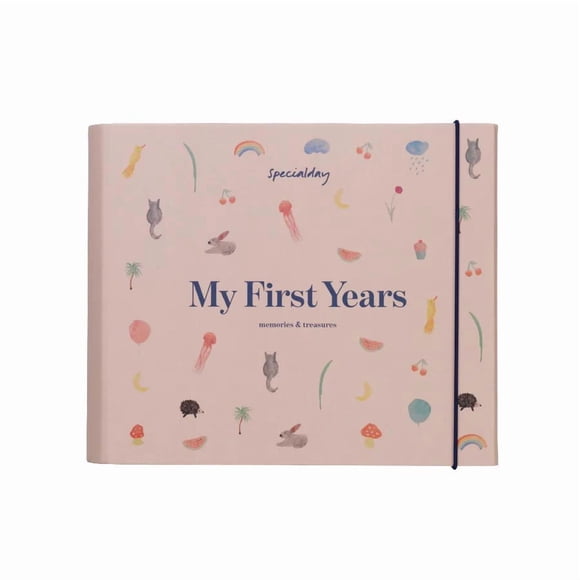 Specialday My First Years Baby Memory Book | Pregnancy to Age 7 Keepsake Journal | Expandable Ring Binder Baby Book with Pockets | Premium FSC Paper Memory Album | Rose Baby Journal Album