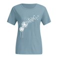 thumbnail image 4 of Short Sleeve T Shirt Womens Solid Color Women Print Solid Color  Neck Top Short Sleeve T-Shirt, 4 of 6