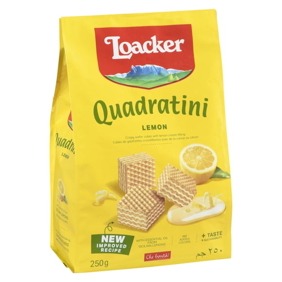 Loacker Quadratini Biscuits cuits au four de la taille d'une bouchée au citron et aux gaufrettes 250GR