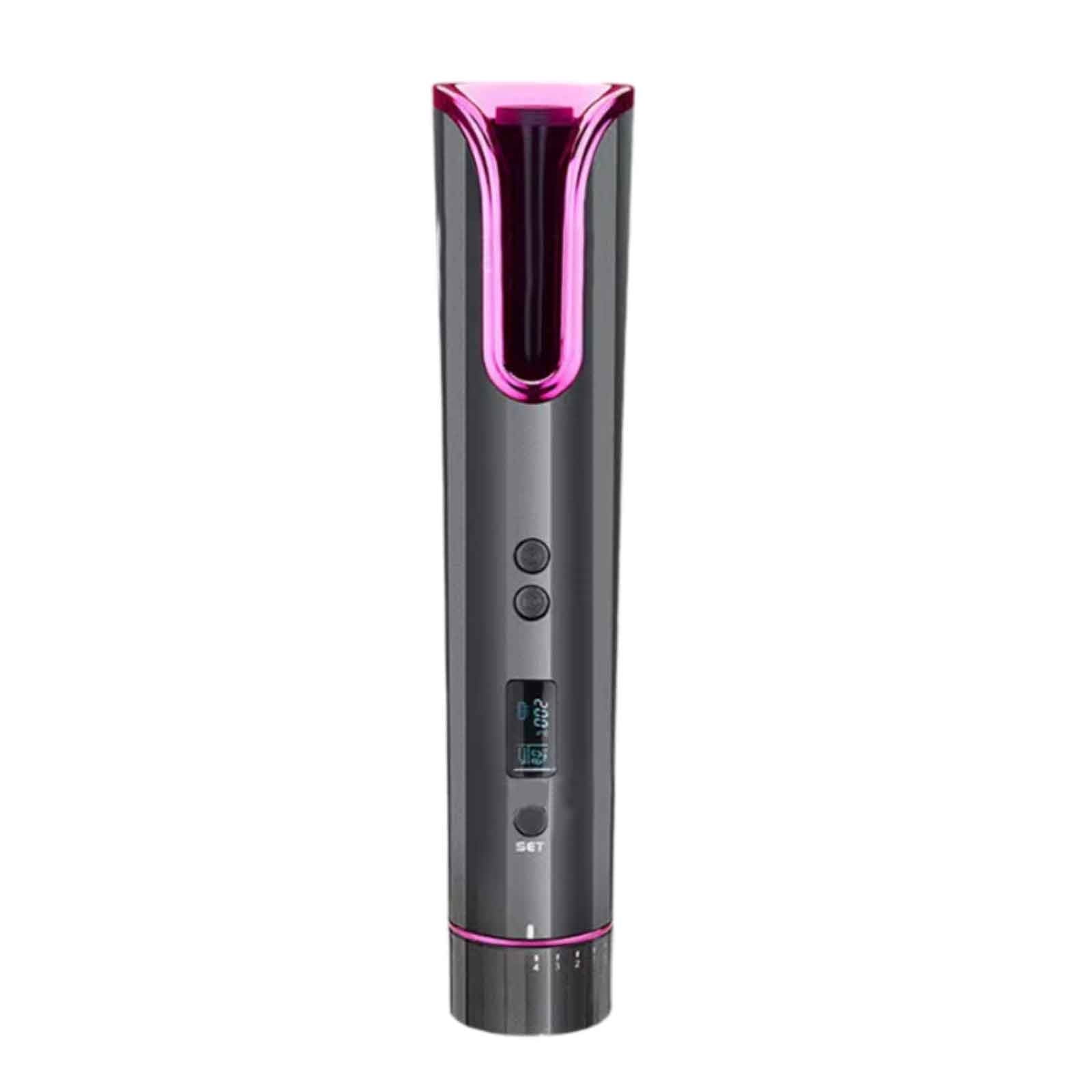 Riforla New Automatic Curling Wand Cordless USB Rechargeable Self Rotating Curling Auto Hair Curler Curling with Rotating Barrel for Hair Styling Waves H Straight & Curler Grey