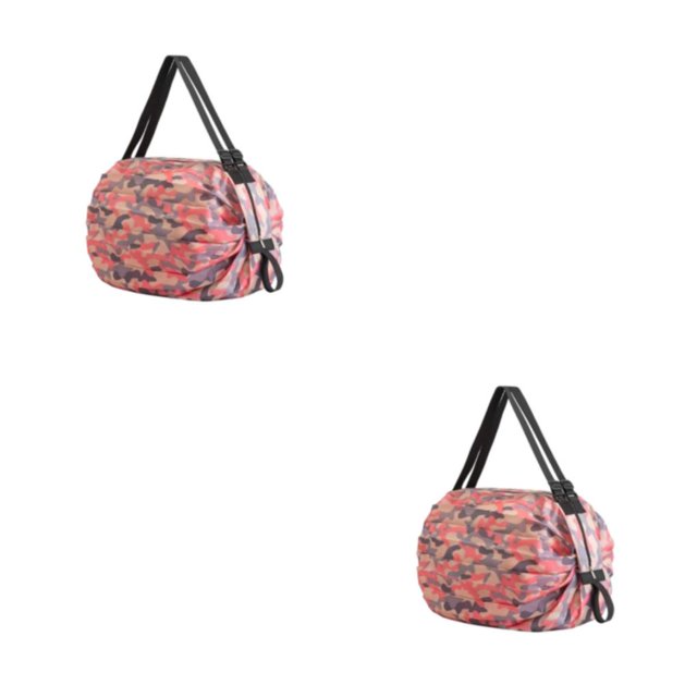 Youkk Foldable Storage Bag Convenient Travel Companion Reusable Foldable Storage Bags pink camouflage 2Set